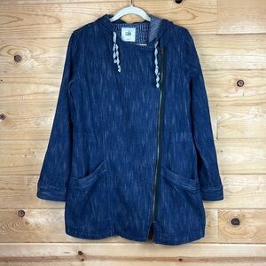 Cabi 5100 Adventure Anorak Chambray Indigo Cotton Hooded Jacket Size Medium